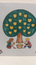 West-raven tegeltje picnic onder de boom  / West-raven tile picnic under the tree