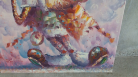 Moyen schilderij reliëf decor clown / Moyen painting relief decor clown