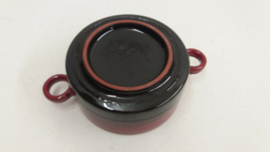 Donker bruin en rood  soepkom 11 cm. / Dark brown and red soup bowl 4.3 inch.
