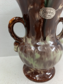 Jasba vaas bruin met mint groen  / Jasba vase brown with mint green