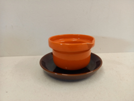 Potterie Huizen sauskom bruin oranje / Huizen Ceramics sauce bowl brown orange