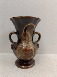 Jasba vaas in gemeleerd bruin met sticker  / Jasba vase in mixed brown with sticker