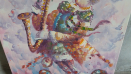Moyen schilderij reliëf decor clown / Moyen painting relief decor clown