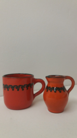 Set oranje items met groen decor 5x / Set orange items with green decor 5x