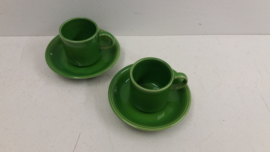 Kop en schotel in groen keramiek / Cup and Saucer in green ceramics