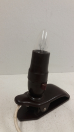 Mooi klein knijp lampje met bruine voet / Beautiful little stick lamp with brown holder
