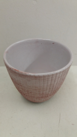 Bloempot in wit rood bruin met ribbels maat 5 / Nice planter in white red brown with ribs size 5