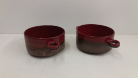 Metallic en rood  soepkom 11 cm. / Metallic and red soup bowl 4.3 inch.