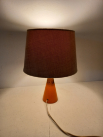 Oranje tafellampje met stoffen kap / Orange little table lamp with fabric shade