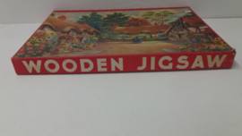 Wooden jig-saw  puzzel landhuizen met bloementuinen 25 x 36 cm.