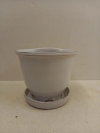 Hangpot in wit met schotel keramiek / Hanging planter in white with dish ceramics