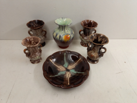 Jasba vaas bruin met mint groen  / Jasba vase brown with mint green