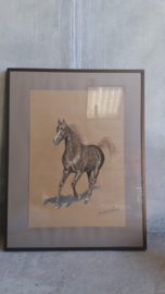 Harry van Zomeren doek met paard. / H. van Zomeren painting with horse