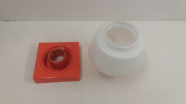 Retro plafond lamp oranje voet / Retro orange ceiling light