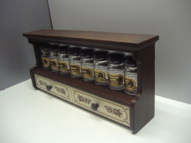 Keukenkastje , 2 laatjes , kruidenpotjes / Kitchen cabinet with 2 drawers and herb jars