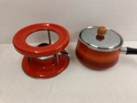 Fondue set in rood retro / Fondue set in red retro
