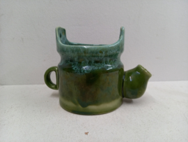 Hangpot groen in theepot model / Hanging planter green teapot model