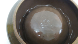 Strehla asbak bruin en groen / Strehla ashtray brown and green