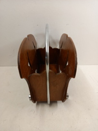 Lectuurbak eiken chroom / Magazine holder oak chrome