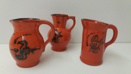 Set oranje items met groene visjes 9x / Set orange items with fish 9x
