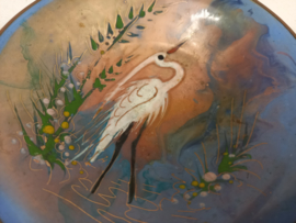 Koperen schaaltje met witte reiger / Copper dish with white heron