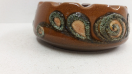 Strehla asbak bruin en groen / Strehla ashtray brown and green