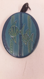 Blauwe wandtegel met visjes nr. 801 / blue walltile with fish nr. 801