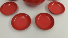 Pindaset in rood melamine 6 cups / Peanut set in red melamine 6 cups