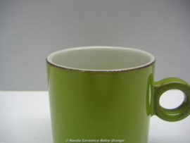 Groene kop en schotels witte binnenkant  / Green cup and saucers white inside