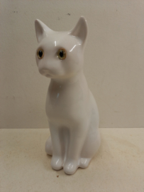 Mooi keramiek wit poesje 29 cm. / Beautiful ceramic white cat 11.41 inch.