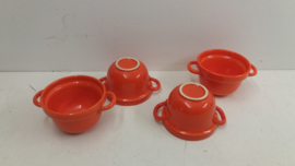Retro soepkommen in oranje 4x / Retro soupbowls in orange 4x