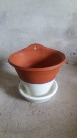 Ravelli hangpot in bruin en wit  7-2/ Ravelli hanging planter in  brown white