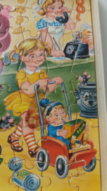 Simplex Jig-saw puzzel Michaëlis spelende kinderen 26 x 27.5 cm.