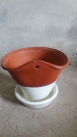 Ravelli hangpot in bruin en wit  7-2/ Ravelli hanging planter in  brown white
