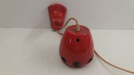 Retro oranje hanglamp met voet / Retro oange hanging lamp with base