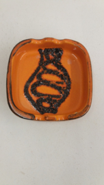 Scheurich 139-14 Asbak in oranje en zwart fatlava / 139-14 ashtray orange and black fatlava