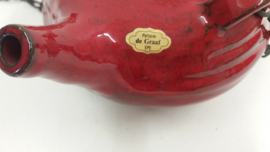 Potterie de Graaf vuurtest rood groot / Pottery de Graaf fire tess red orange big