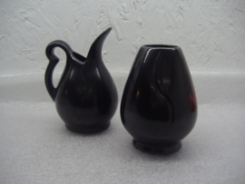 Zwart setje met krul 10 en 11 cm. Erica / Black set with a curl 3.9 and 4.3 inch. Erica