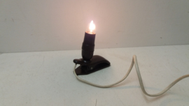 Mooi klein knijp lampje met bruine voet / Beautiful little stick lamp with brown holder