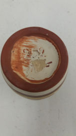 Sawa? klein vaasje in bruin met witte lijnen / Sawa? little vase in brown with white lines