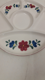 Fondue bord in wit Boerenbont. / Fondue plate in white boerenbont 9.1 inch.