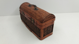 Luxe rotan wijnkoffer met handvat  / Luxury rattan wine case with handle