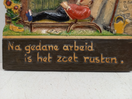 Spreukentegeltje  " Na gedane arbeid is het zoet rusten "