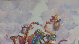 Moyen schilderij reliëf decor clown / Moyen painting relief decor clown
