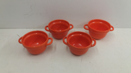 Retro soepkommen in oranje 4x / Retro soupbowls in orange 4x
