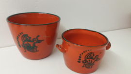 Set oranje items met groene visjes 9x / Set orange items with fish 9x