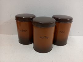Klein Brabantia keukenblik met retro opdruk  / Small Brabantia kitchen tin with retro print