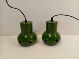 2 groene keramische lampen / 2 green ceramic lamps