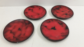 Grote schaal rood gevlamd 27.5 cm. / Large bowl flamed red 10.8 inch