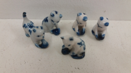 5 poesjes in Delfts blauw / 5 kittens in Delfts Bleu